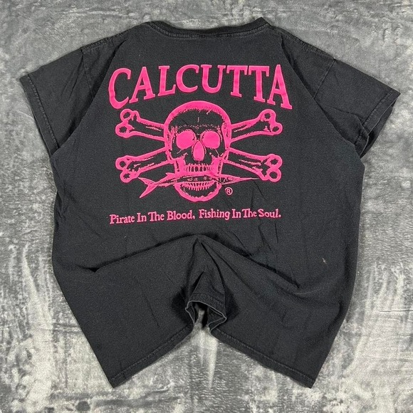 Y2K Calcutta Women's Black & Pink Graphic T-Shirt - size women's large - Picture 1 of 7